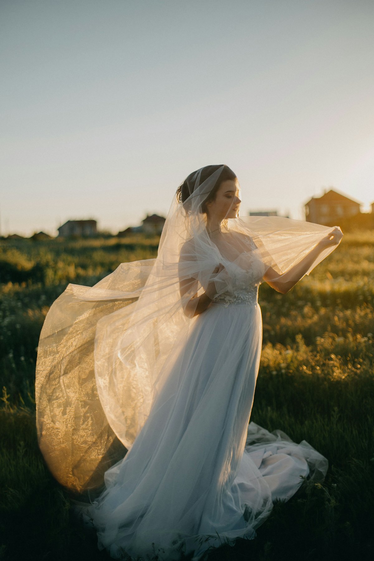 Novia con el vestido heredado ya restaurado